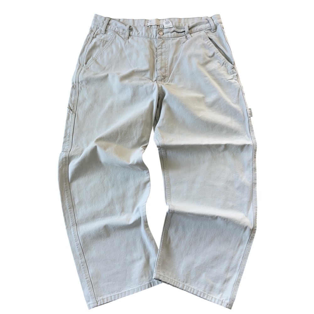 Mens Levis 90s Carpenter Pants Size 36 Beige Vintage Workwear Canvas